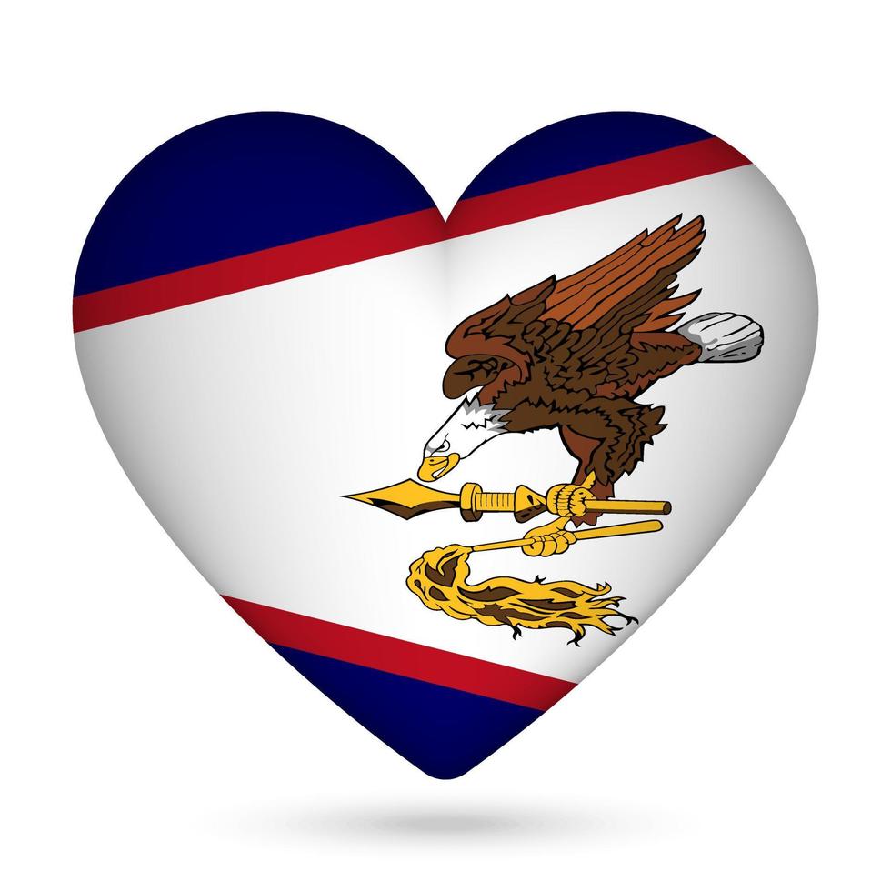 American Samoa flag in heart shape. Vector illustration.