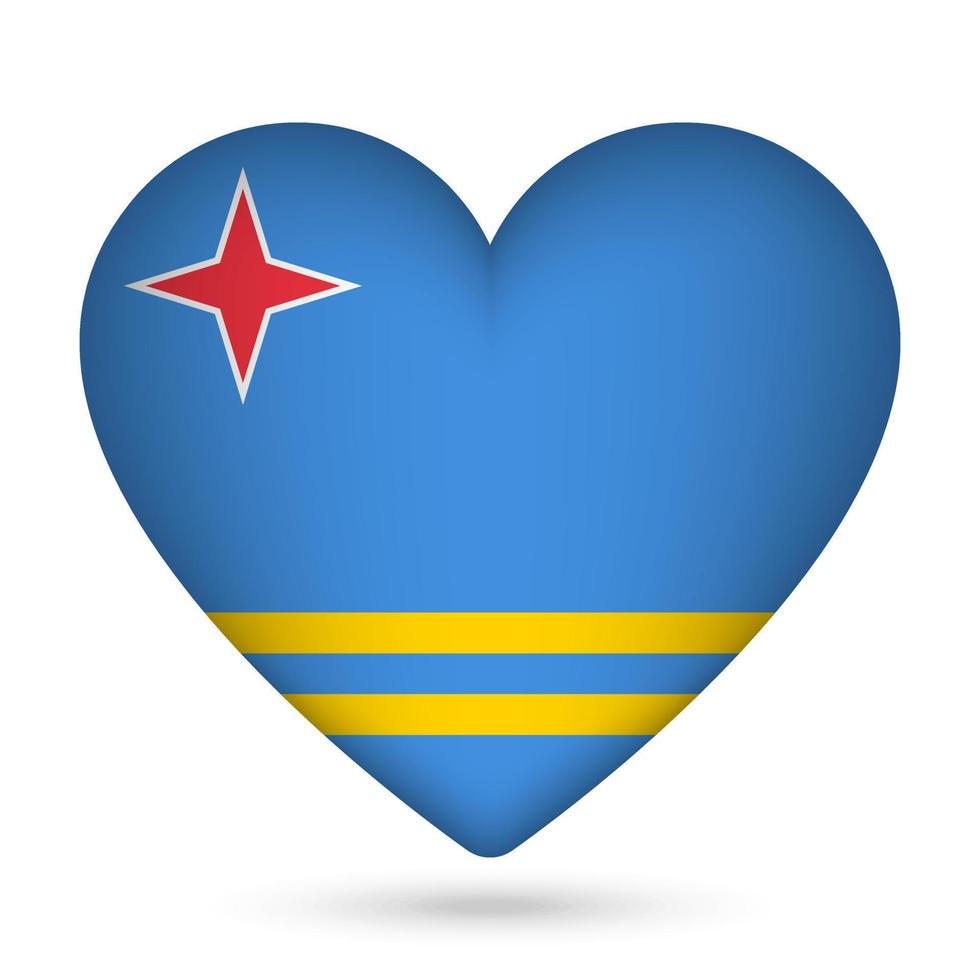 Aruba flag in heart shape. Vector illustration.