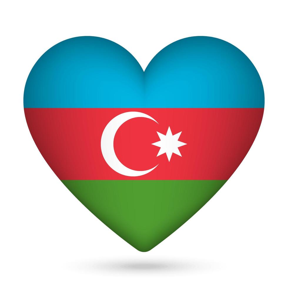 Azerbaijan flag in heart shape. Vector illustration.