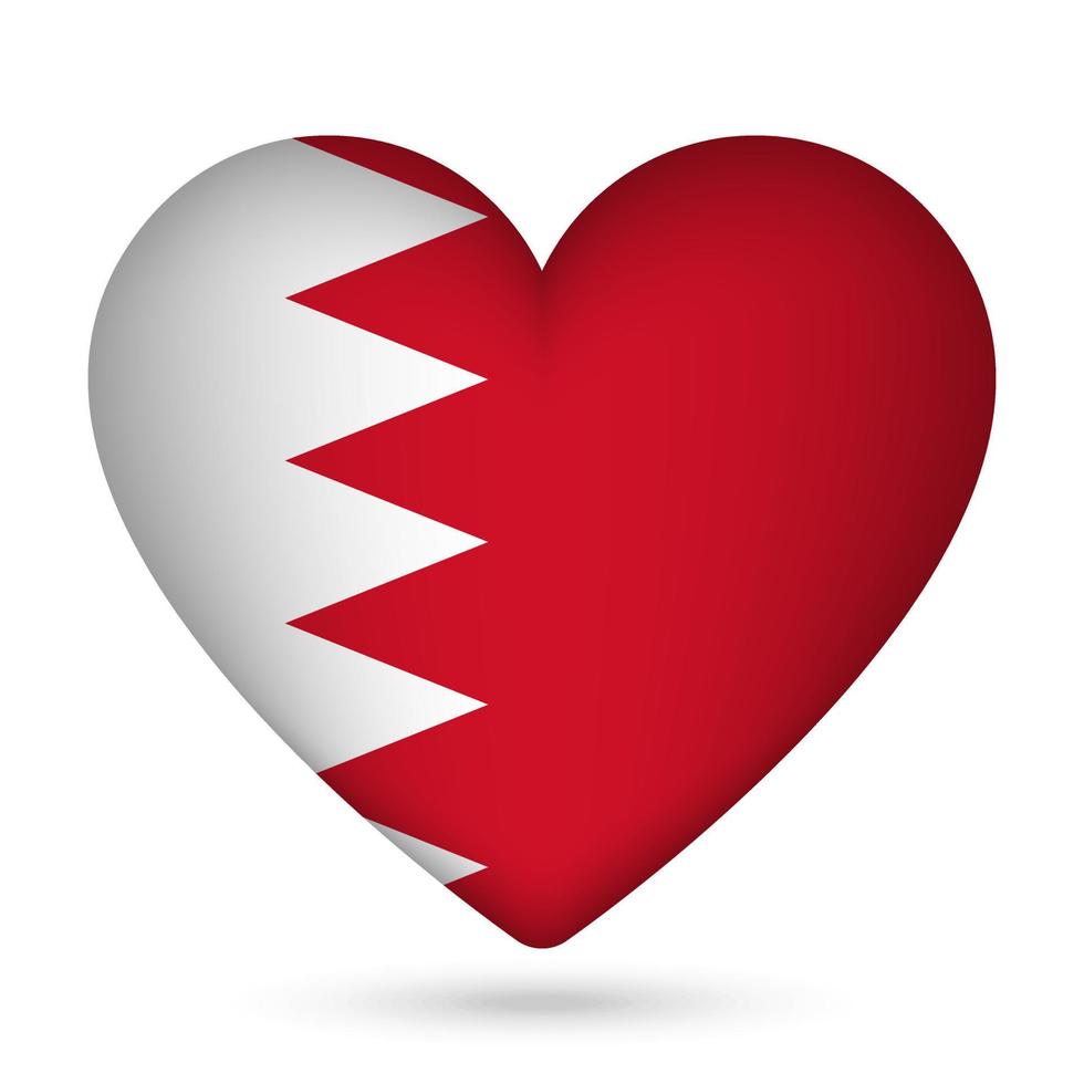 Bahrain flag in heart shape. Vector illustration.