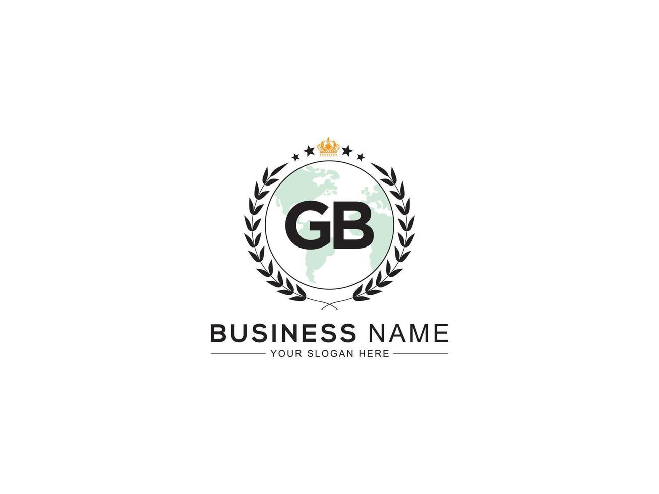 Minimal Gb Logo Icon, Premium GB Flat Crown Star Circle Letter Logo vector