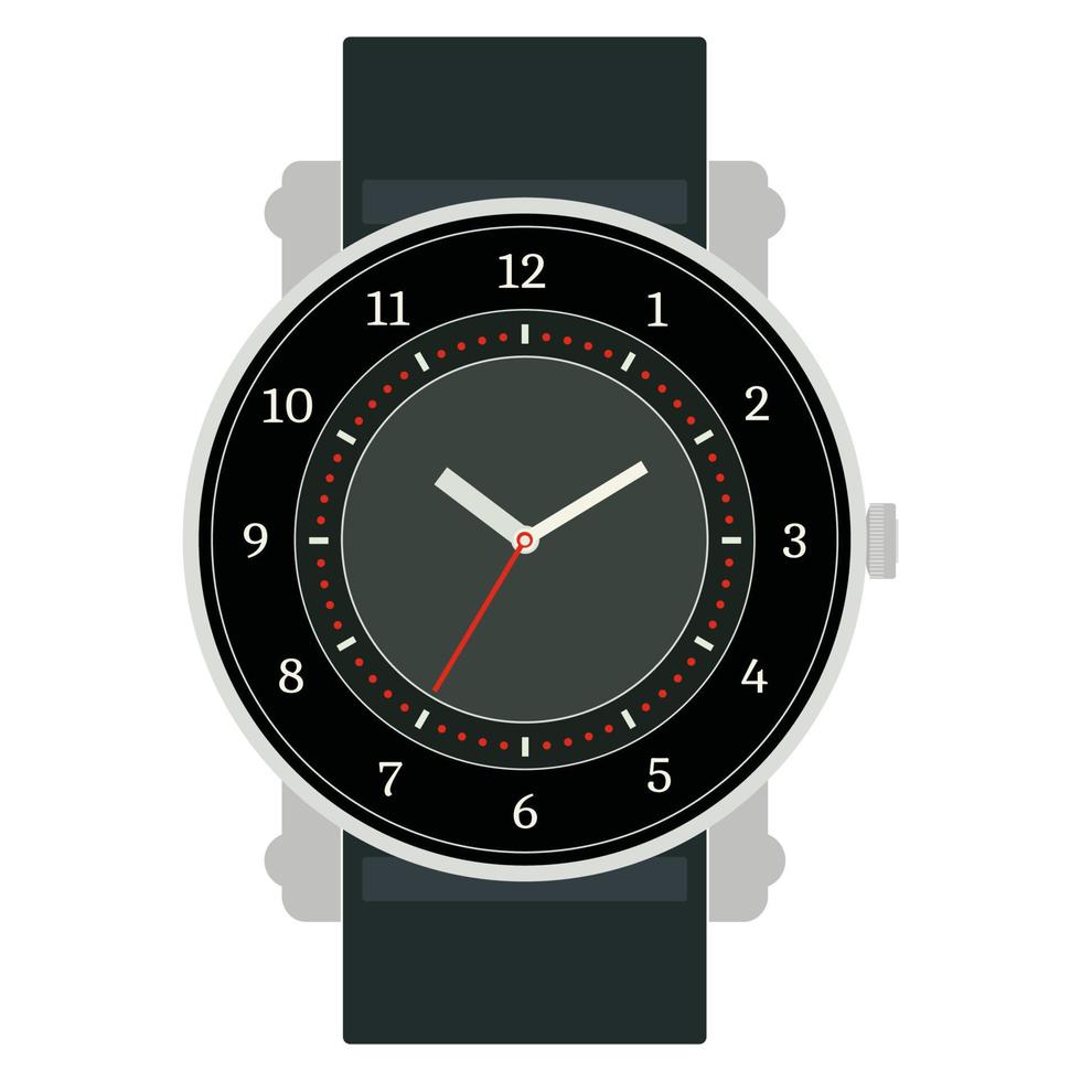 clásico diseño mecánico reloj de pulsera aislado en blanco antecedentes. reloj cara con hora, minuto y segundo manos. vector ilustración.