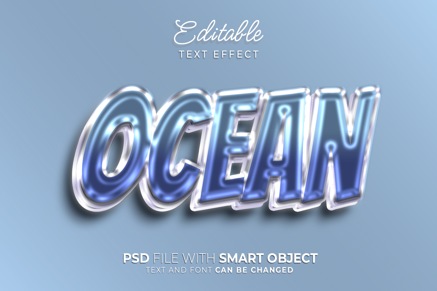 Ocean text effect editable style psd