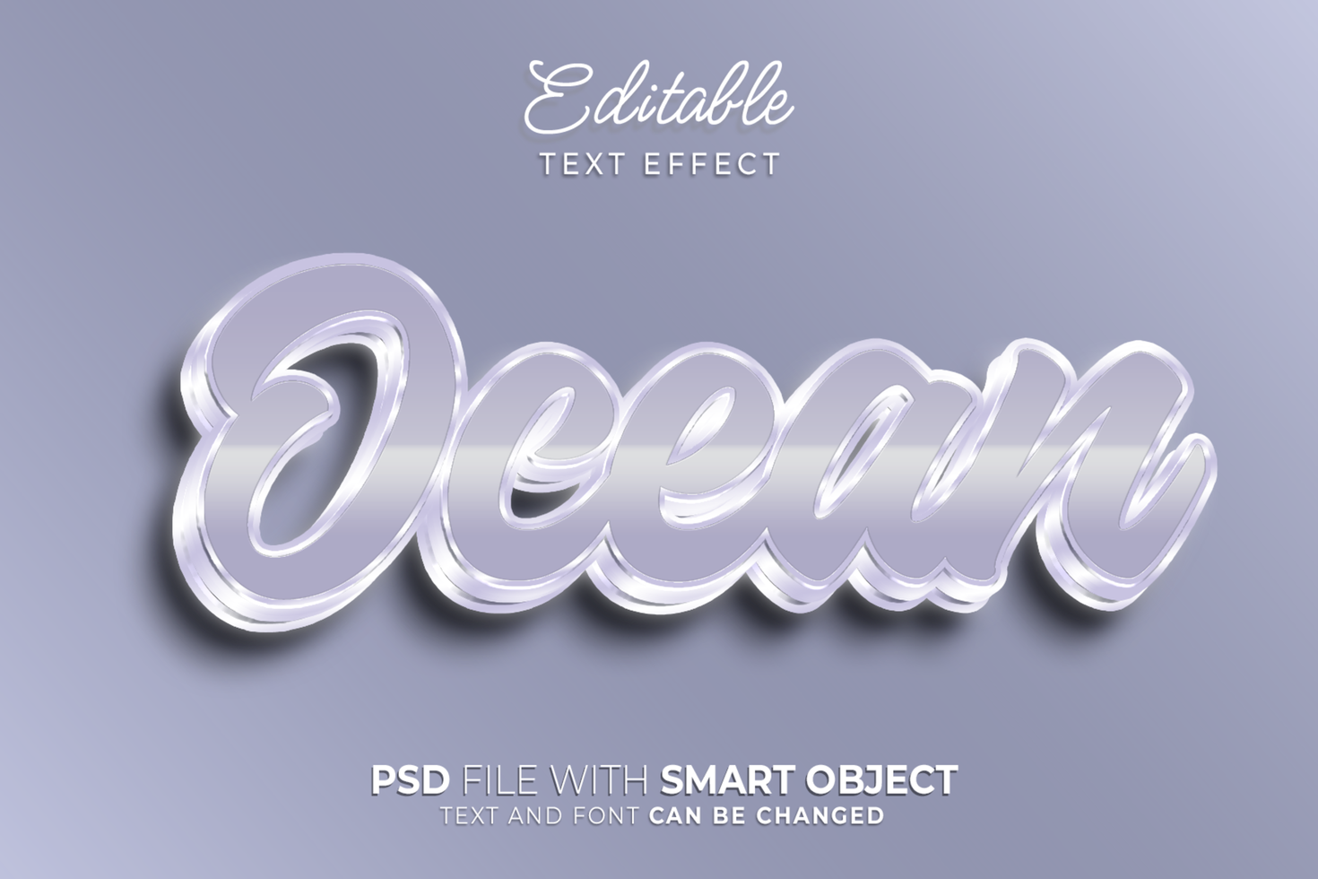 Oceano texto efecto editable estilo psd