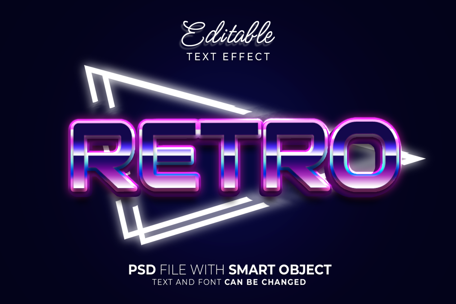 80 s retro text effekt redigerbar. metallisk effekt typ psd