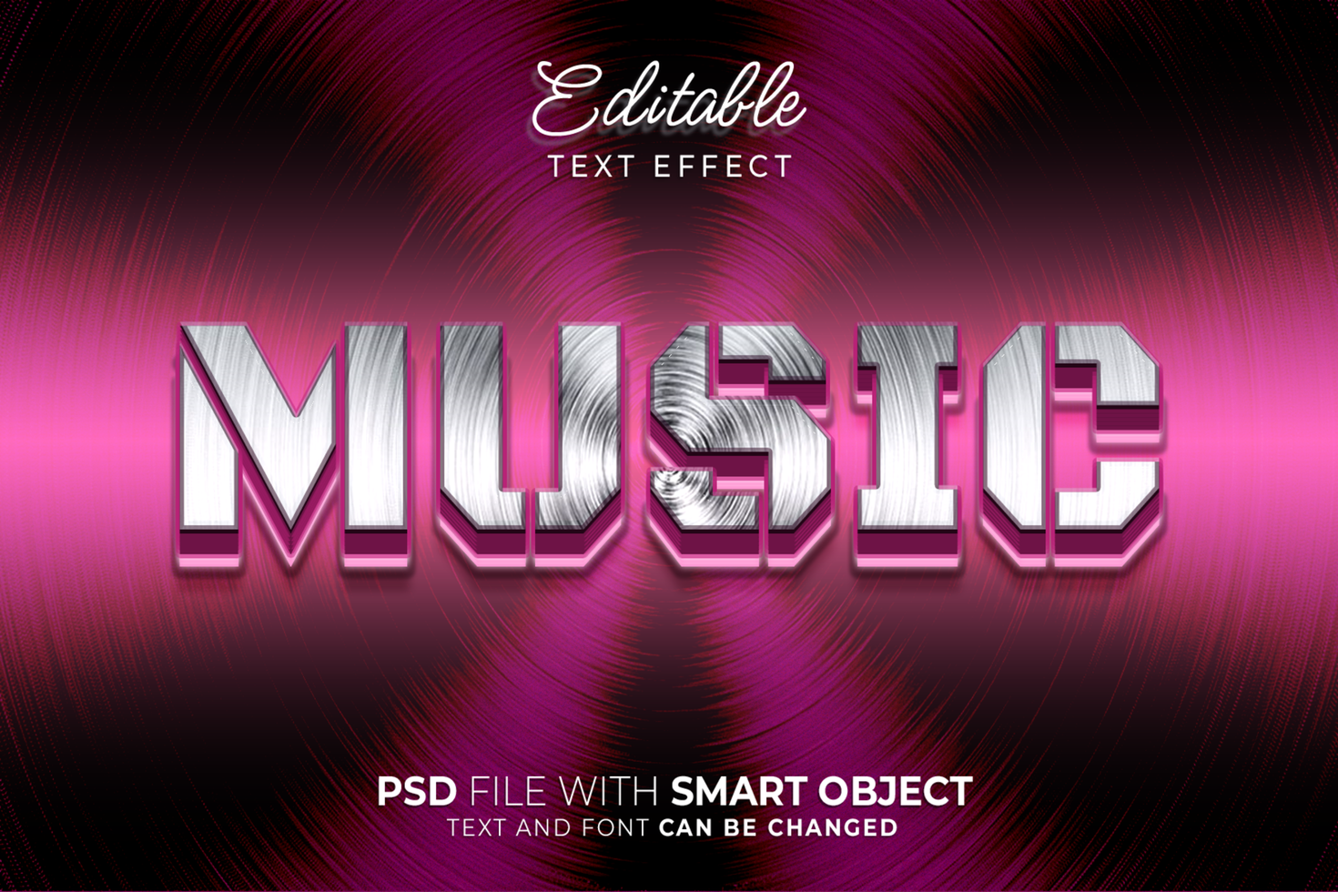 Luxury steel music text style editable effect psd