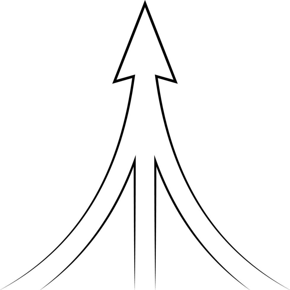 Path to goal is an arrow pointer with three roads vector