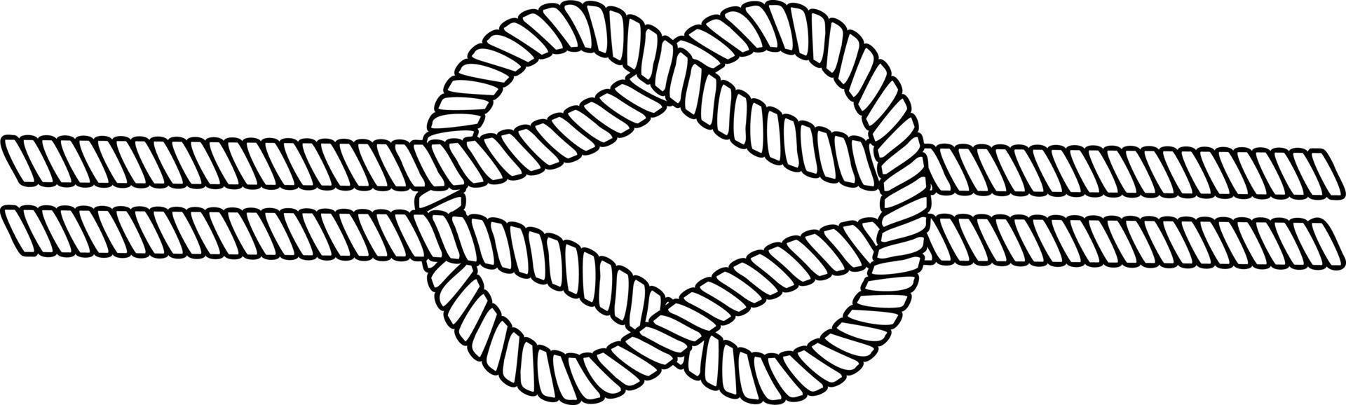 Double sea knot rope cable, double rope knot macrame vector