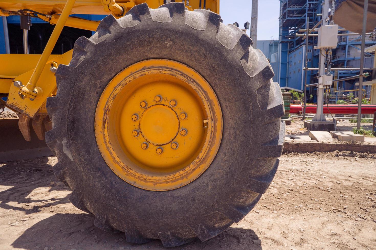 Land scraper and Vibro roller the heavy equipment for pretreatment road construction. The photo is suitable to use for industry background photography, power plant poster and electricity