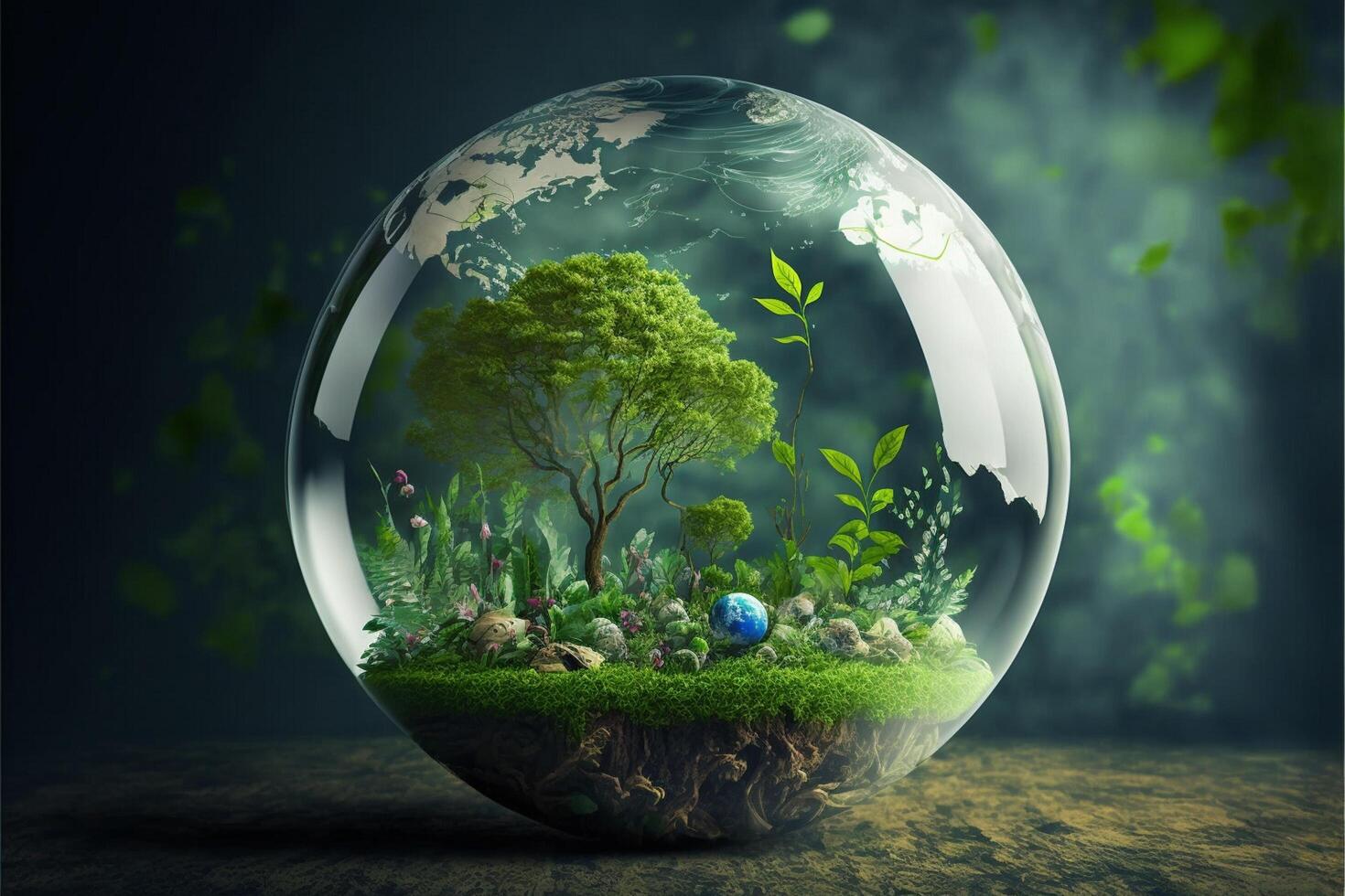 Earth Day Environment Day Nature Green Glossy background Images tree and water photo