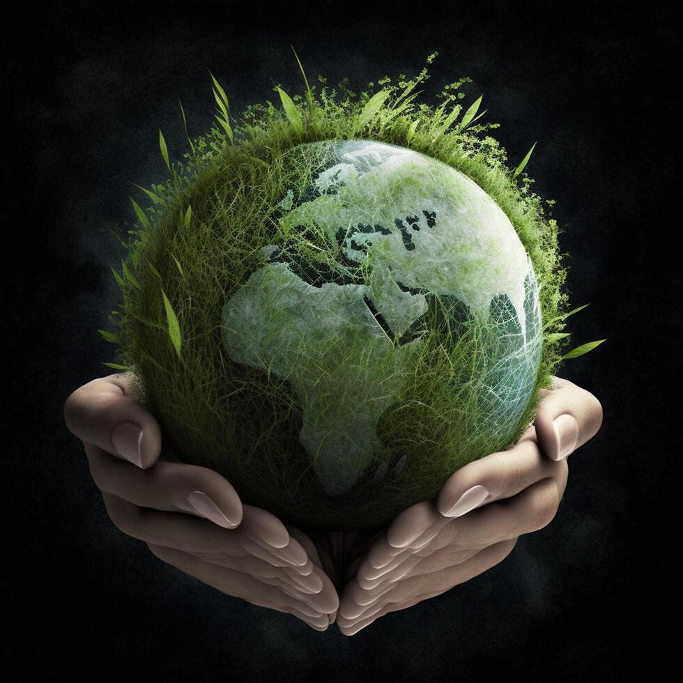 Earth Day Environment Day Nature Green Glossy background Images tree and water photo