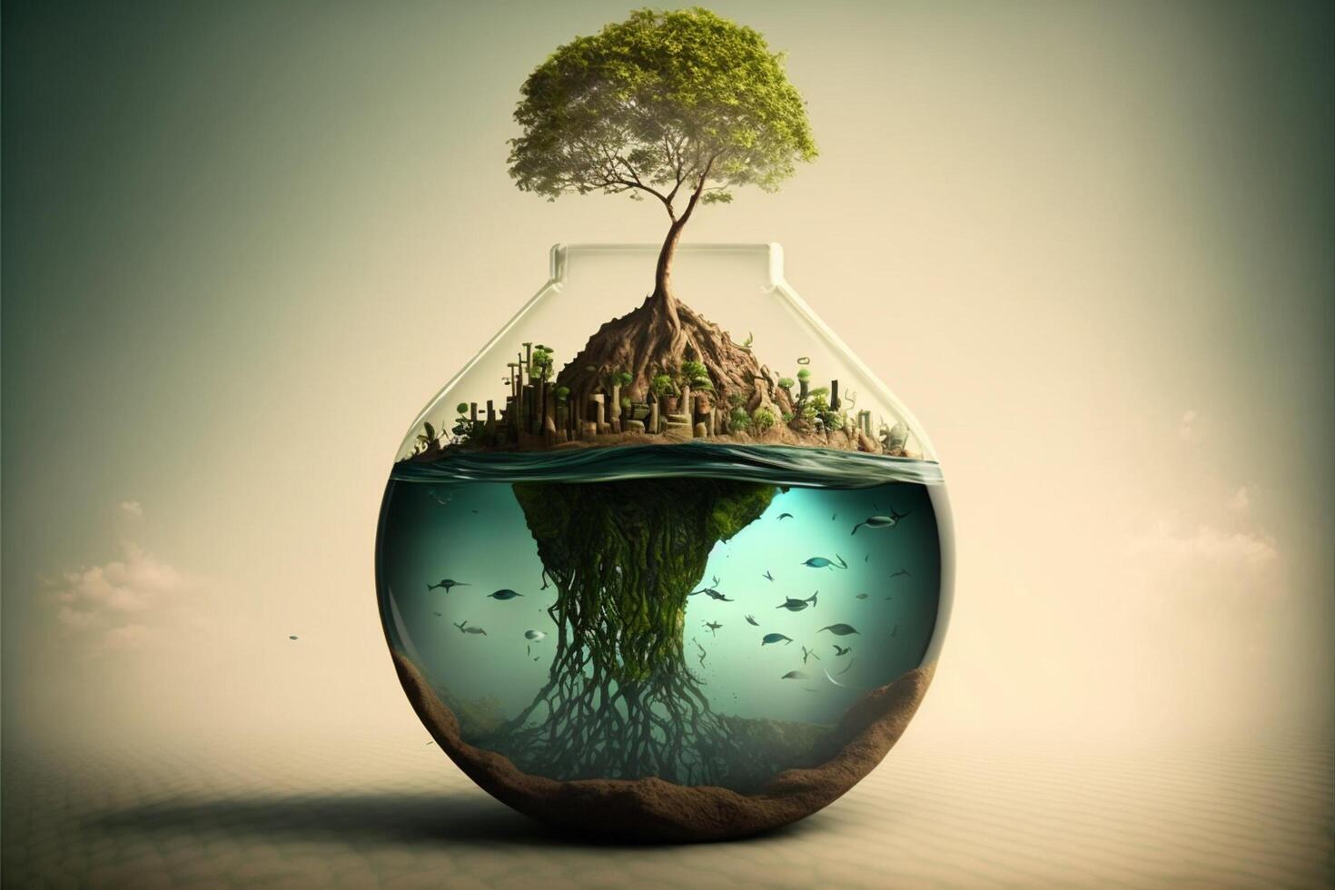 Earth Day Environment Day Nature Green Glossy background Images tree and water photo