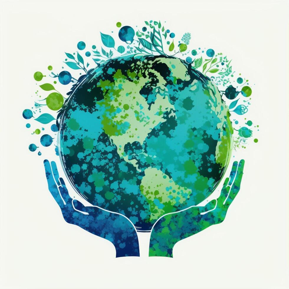 Earth Day Environment Day Nature Green Glossy background Images tree and water photo