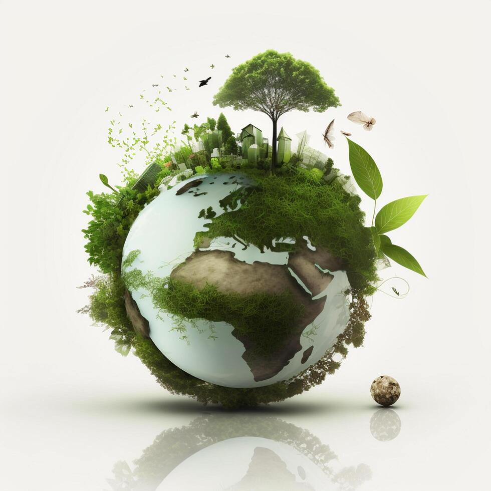 Earth Day Environment Day Nature Green Glossy background Images tree and water photo