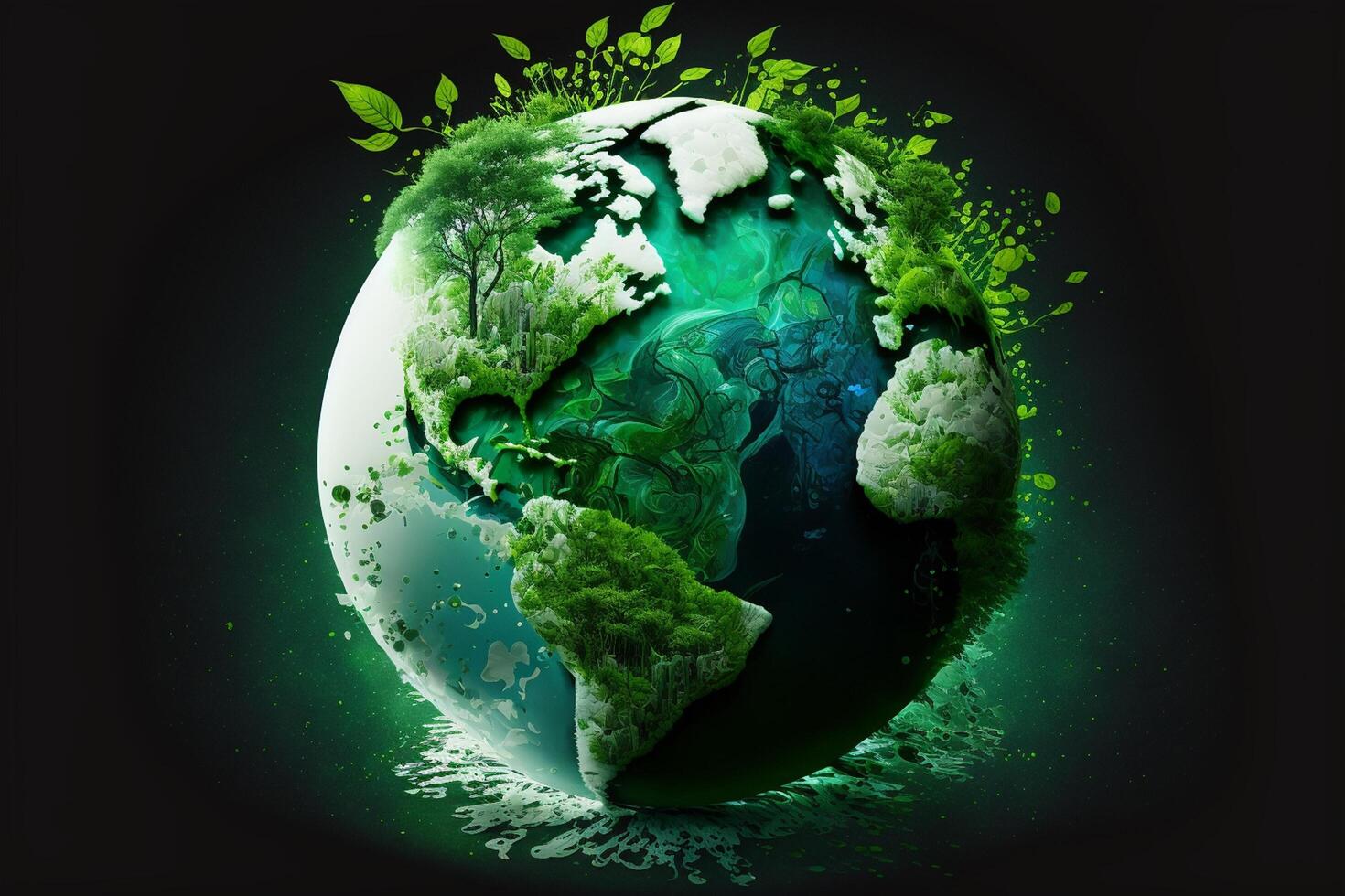 Earth Day Environment Day Nature Green Glossy background Images tree and water photo