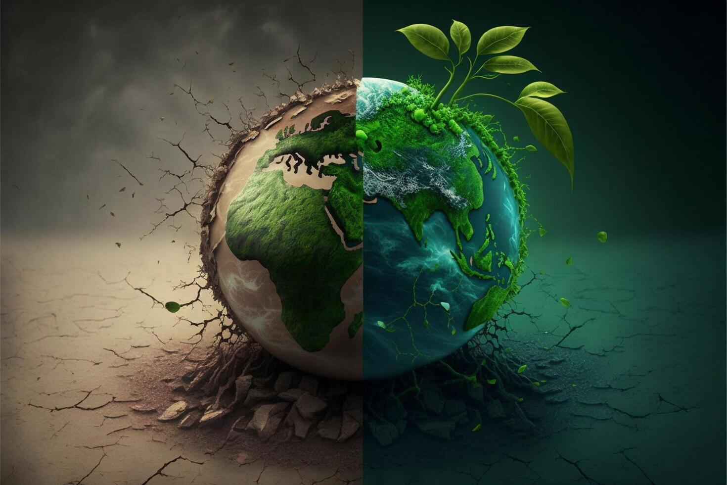 Premium AI Image  3d abstract Earth day art composition Global warming  artwork Generative AI