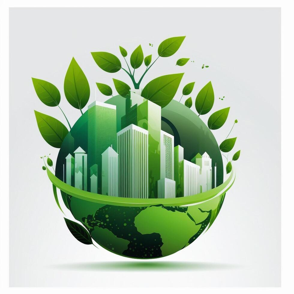 Save Earth Day Poster Environment Day Nature Green Glossy background Images tree and water photo