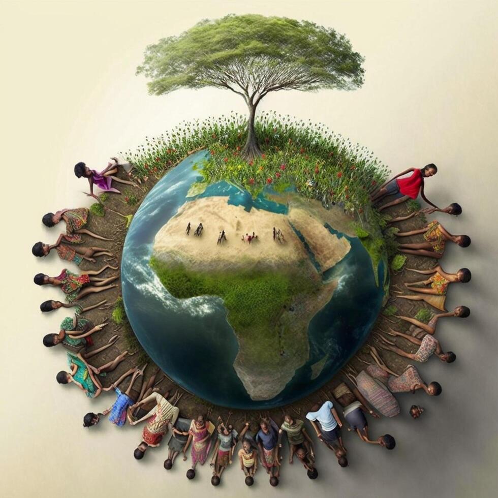 Save Earth Day Poster Environment Day Nature Green Glossy background Images tree and water photo