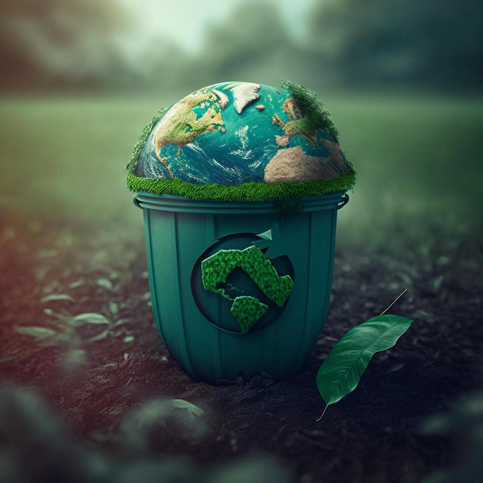 Save Earth Day Poster Environment Day Nature Green Glossy background Images tree and water photo