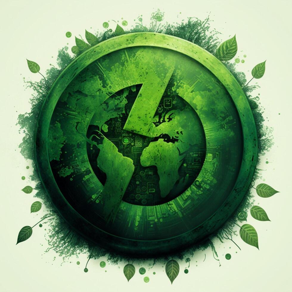 Save Earth Day Poster Environment Day Nature Green Glossy background Images tree and water photo