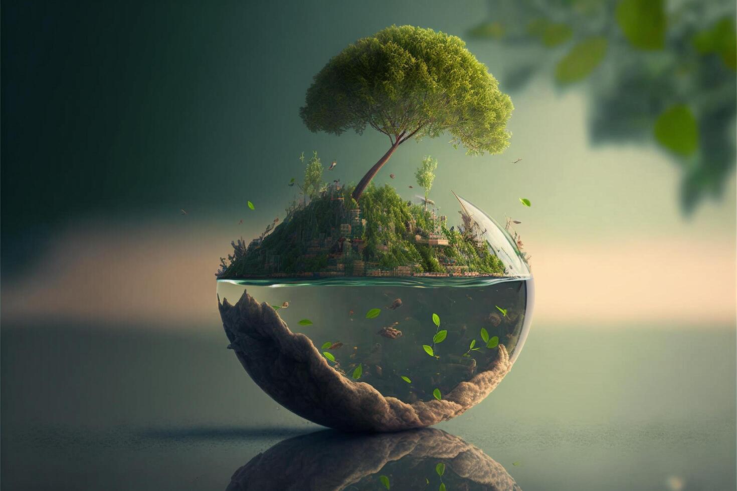 Save Earth Day Poster Environment Day Nature Green Glossy background