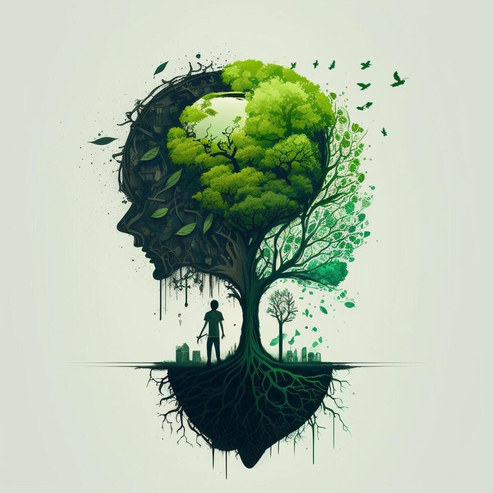 Save Earth Day Poster Environment Day Nature Green Glossy background Images tree and water photo