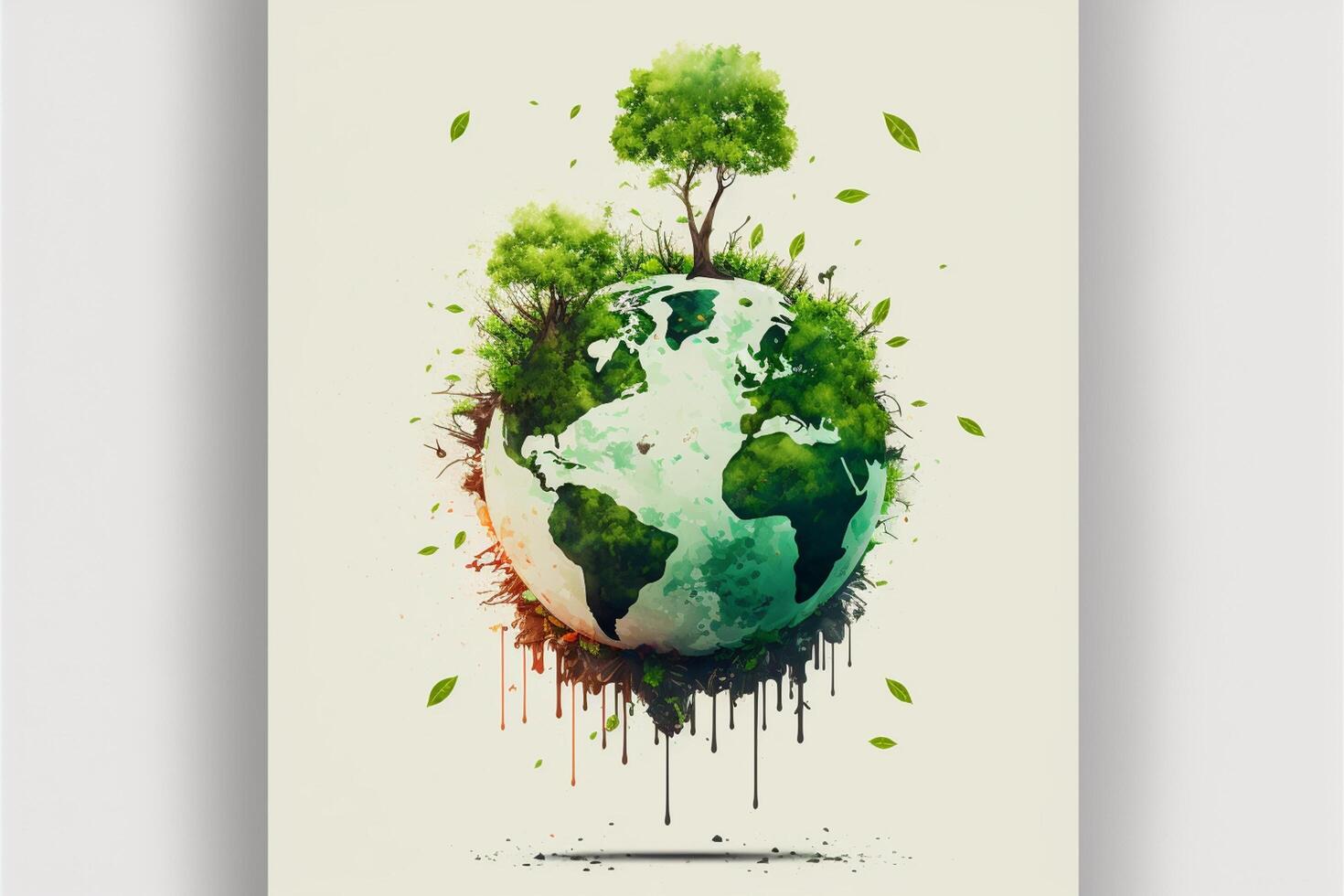 Save Earth Day Poster Environment Day Nature Green Glossy background Images tree and water photo