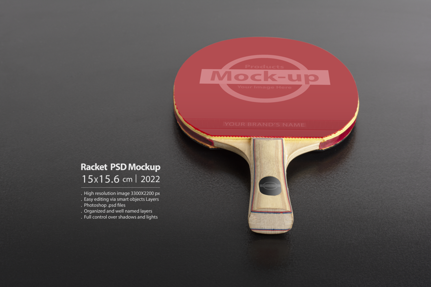 Table tennis racket on black background psd