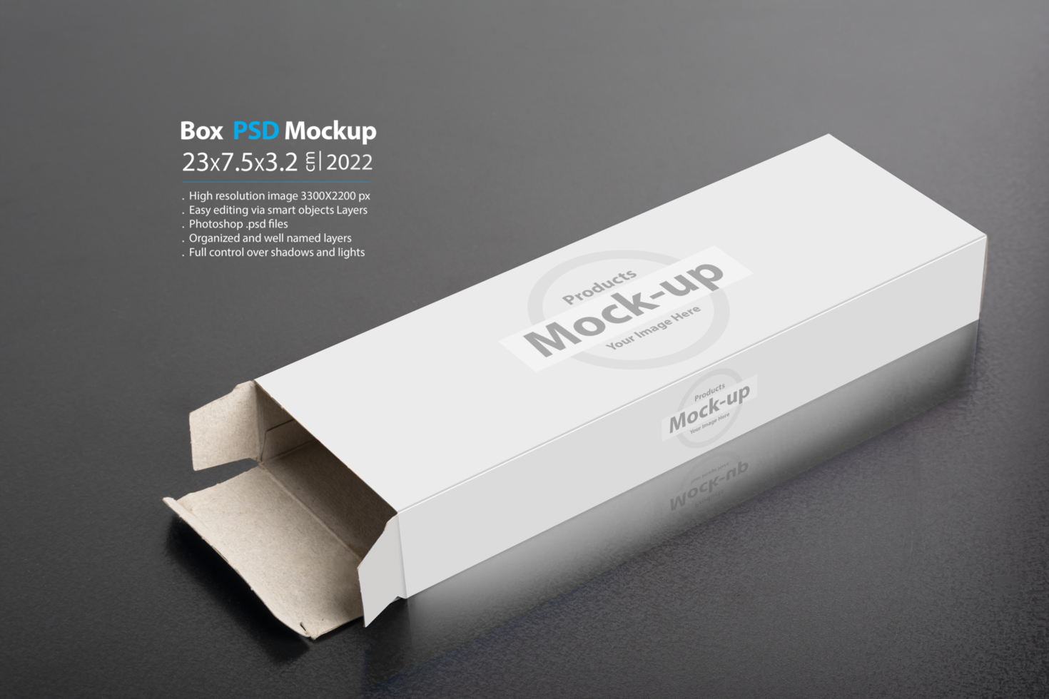 Rectangular chocolate box on a dark background psd