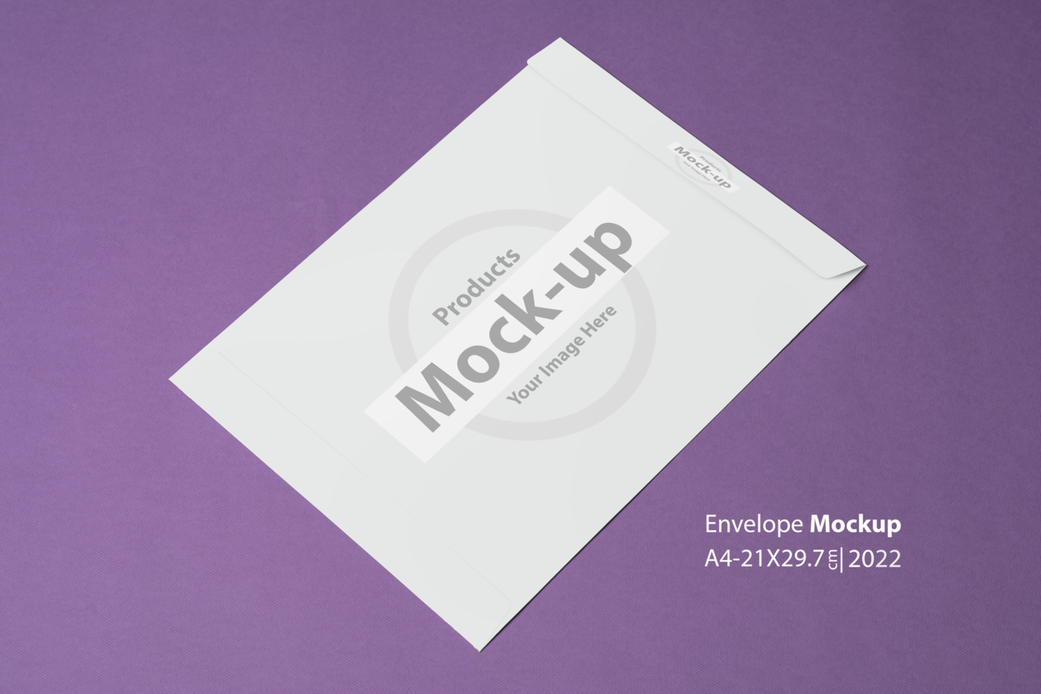An A4 paper envelope on purple backdrop psd
