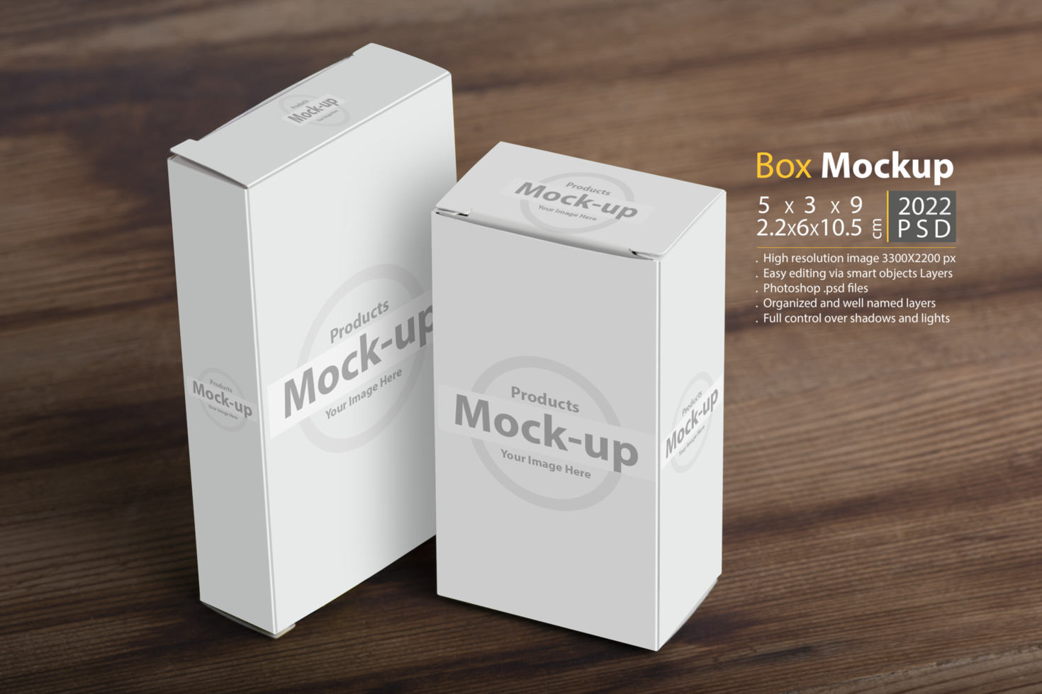 Two pillboxes packages on wooden table background psd