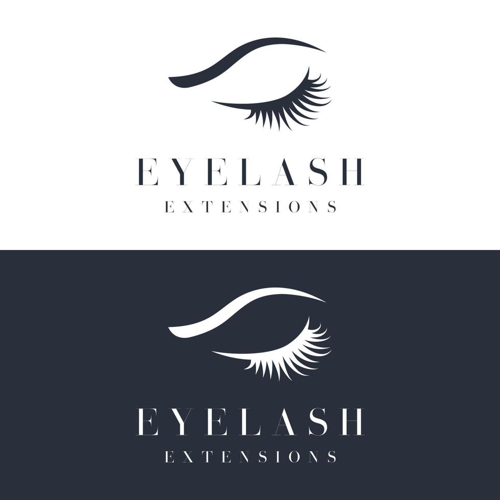 Beautiful and luxurious and modern woman's eyelashes and eyebrows logo design. Logo for business, beauty salon, makeup, eyelash shop. vector