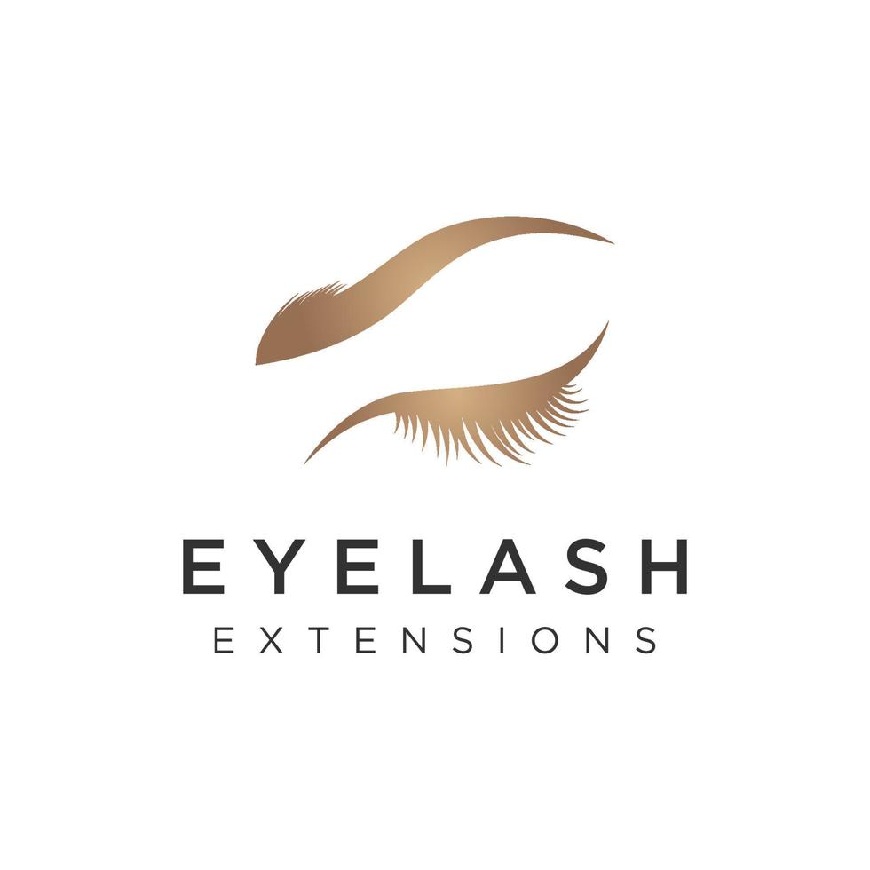 Beautiful and luxurious and modern woman's eyelashes and eyebrows logo design. Logo for business, beauty salon, makeup, eyelash shop. vector