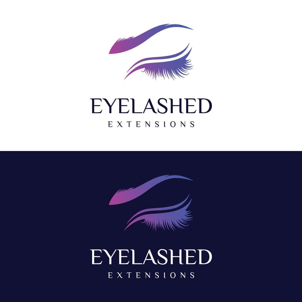 Beautiful and luxurious and modern woman's eyelashes and eyebrows logo design. Logo for business, beauty salon, makeup, eyelash shop. vector