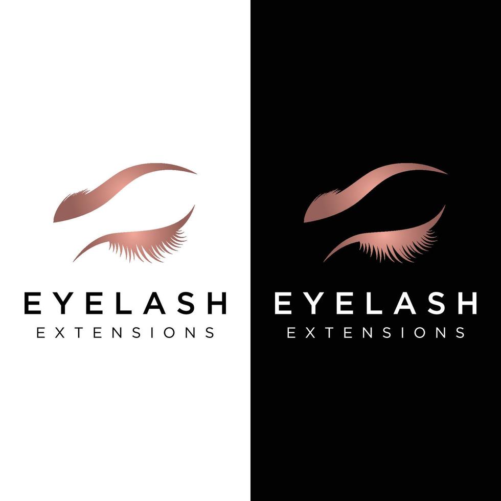 Beautiful and luxurious and modern woman's eyelashes and eyebrows logo design. Logo for business, beauty salon, makeup, eyelash shop. vector