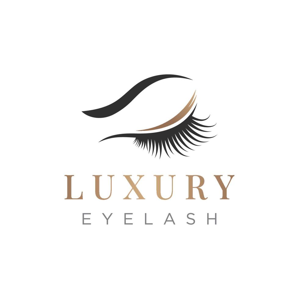 Beautiful and luxurious and modern woman's eyelashes and eyebrows logo design. Logo for business, beauty salon, makeup, eyelash shop. vector