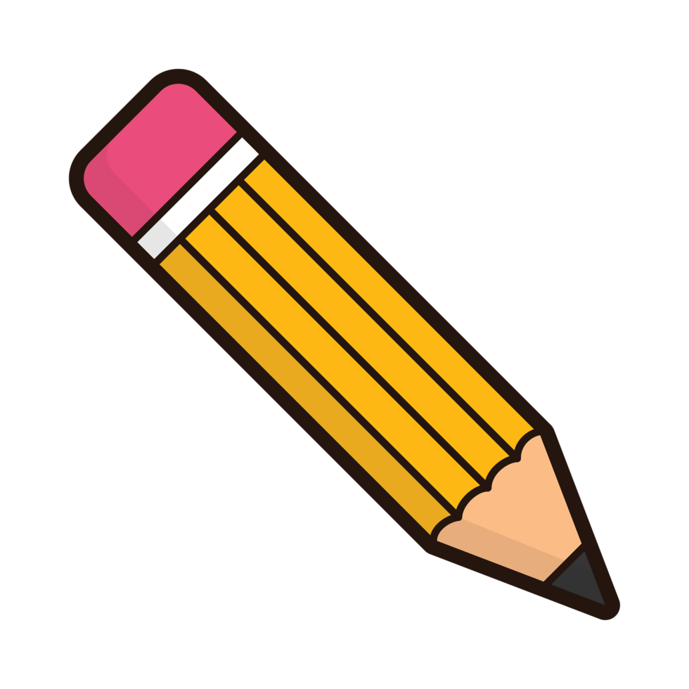 Illustration of Colorful Pencil with Eraser png