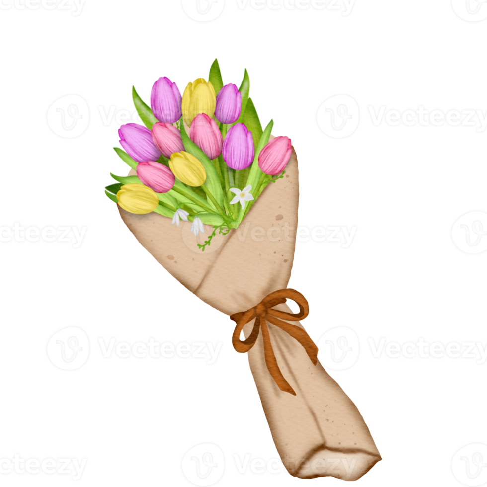 Tulip flower element png, Easter watercolor clipart Free PNG