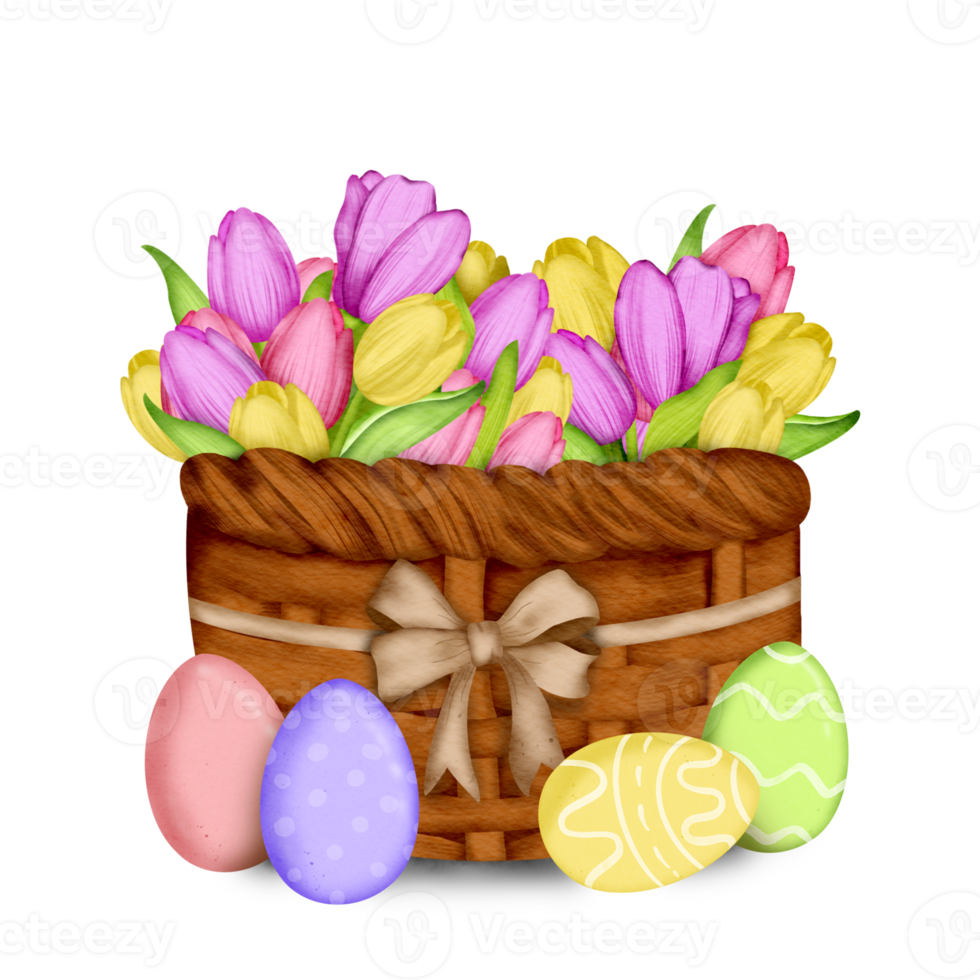 Tulip flower element png, Easter watercolor clipart Free PNG
