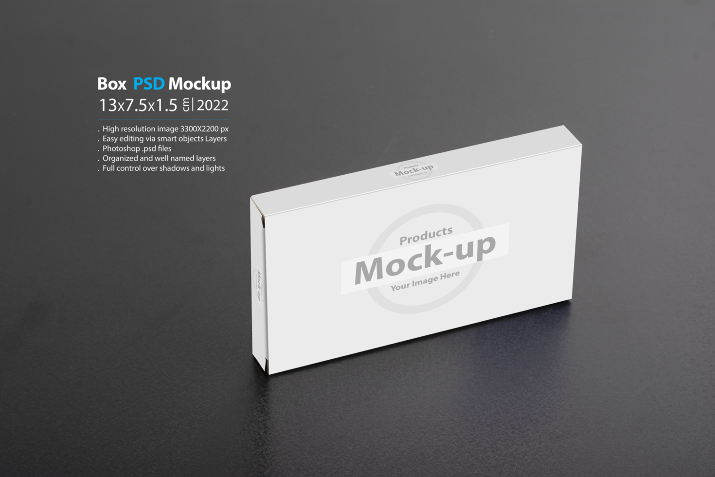 Rectangular medical box on a dark background psd