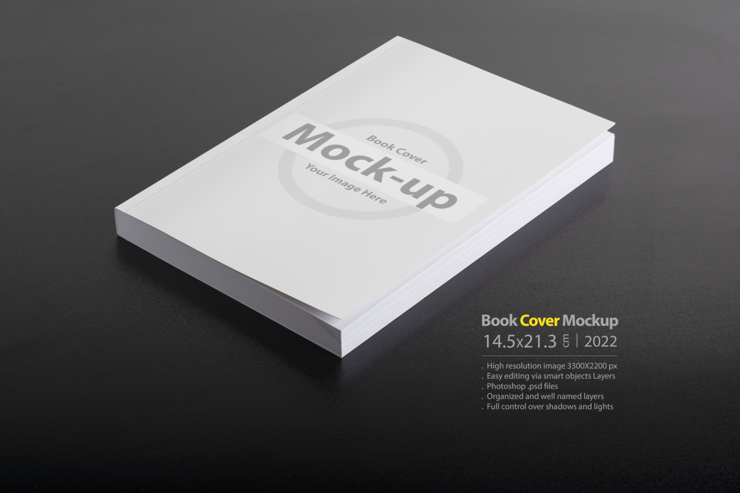 Book with blank cover on black background psd