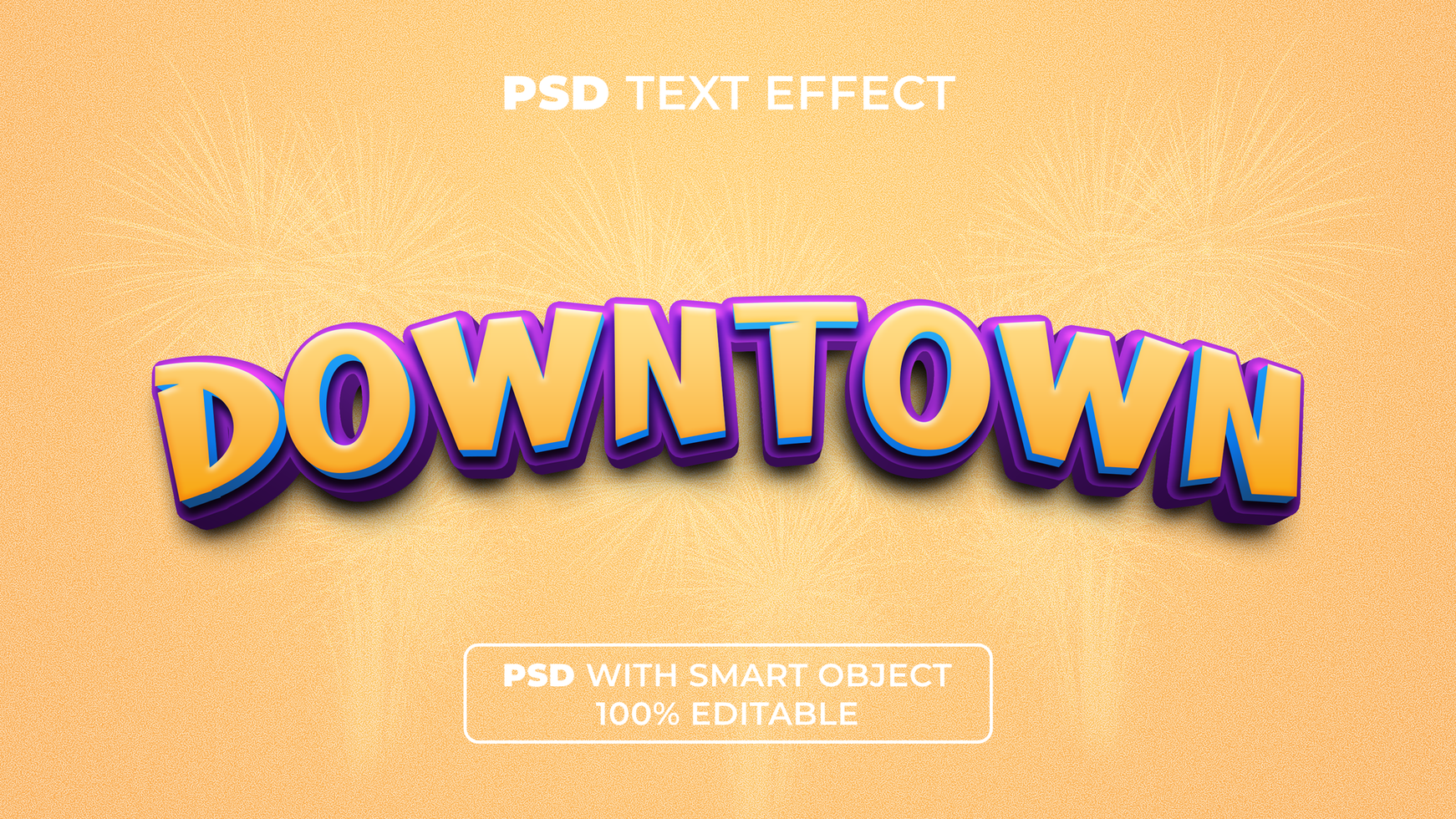 Downtown text effect cartoon style. Editable text effect. psd