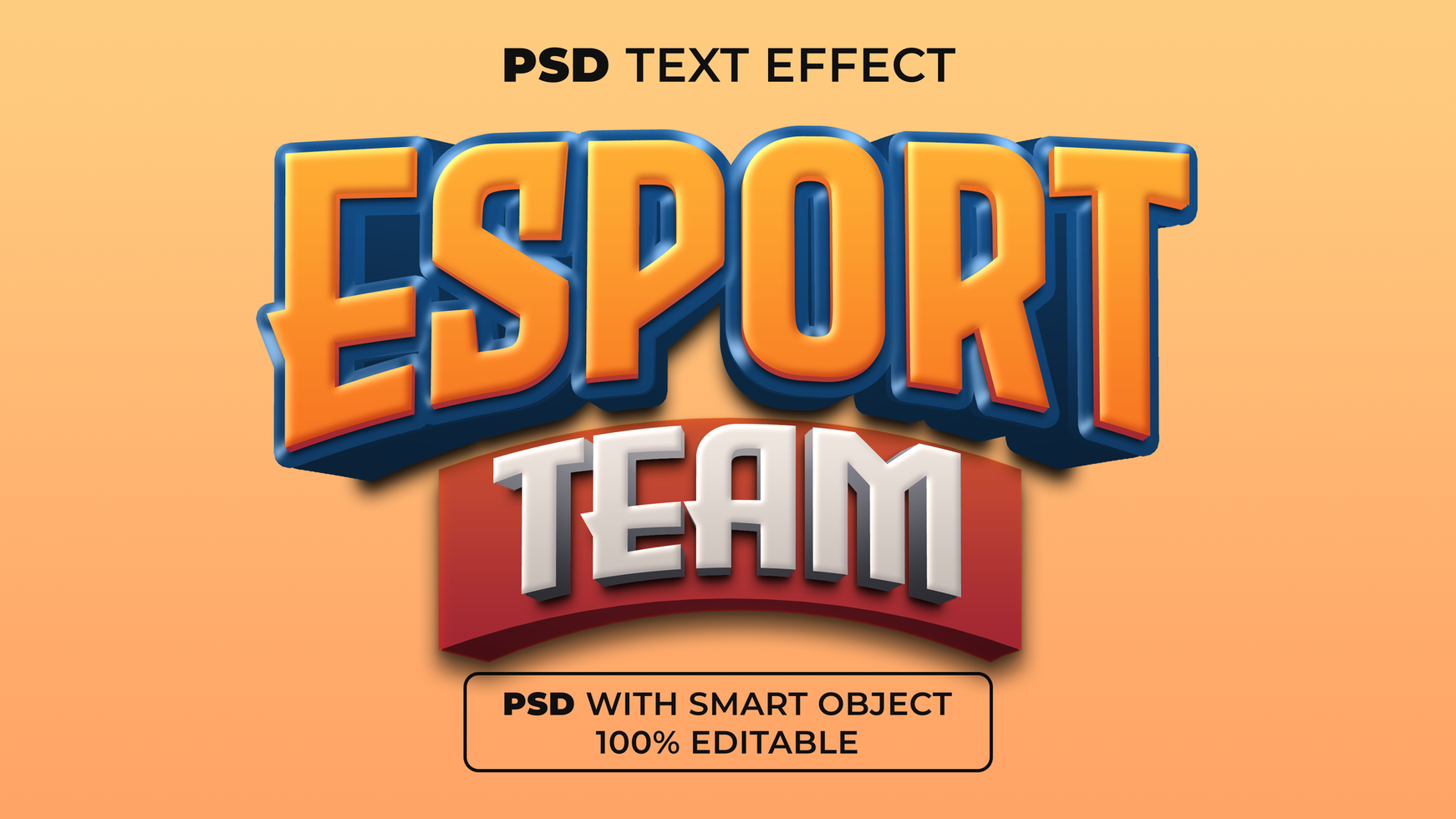 Esport team text effect style. Editable text effect. psd