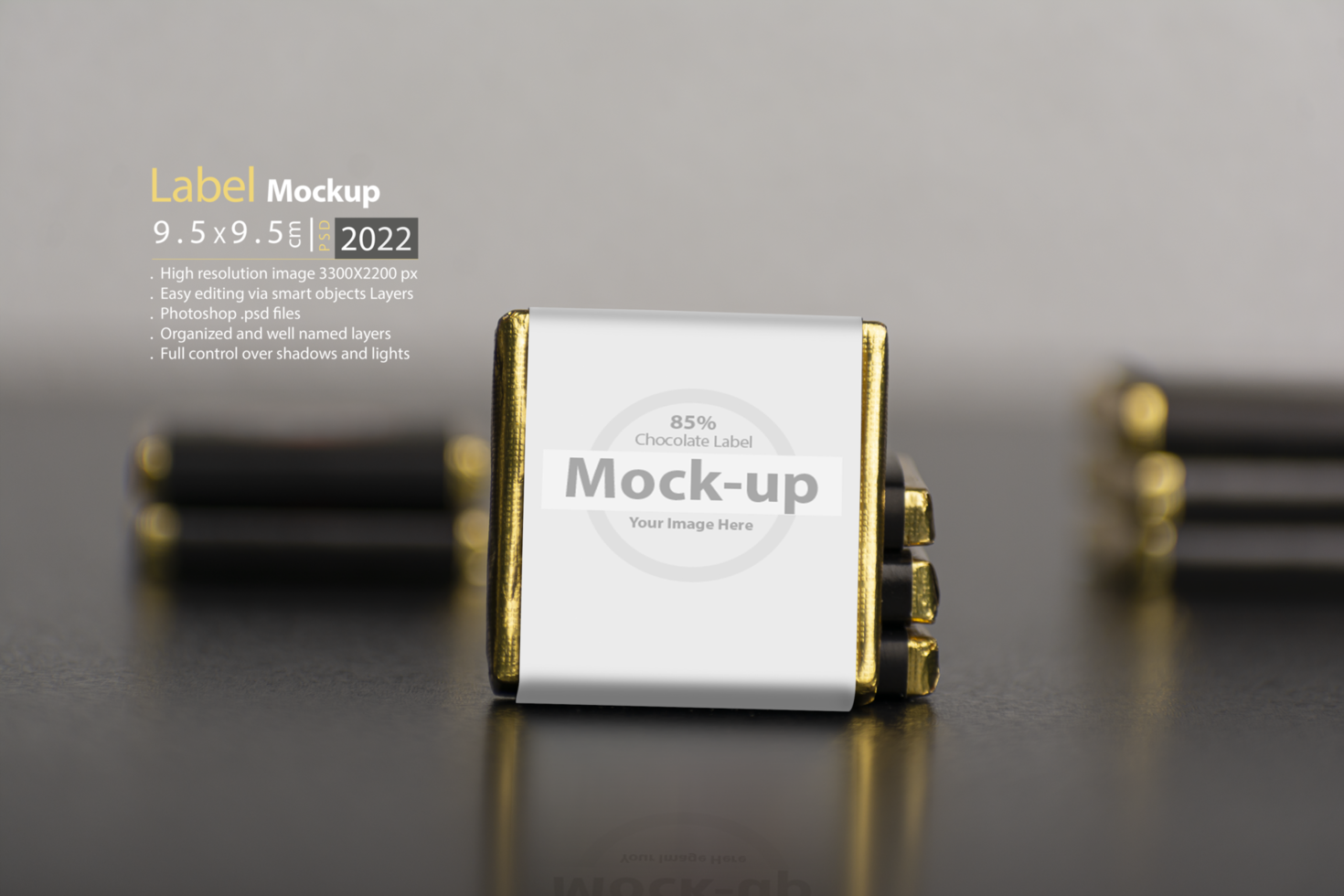 Group of chocolates on table psd