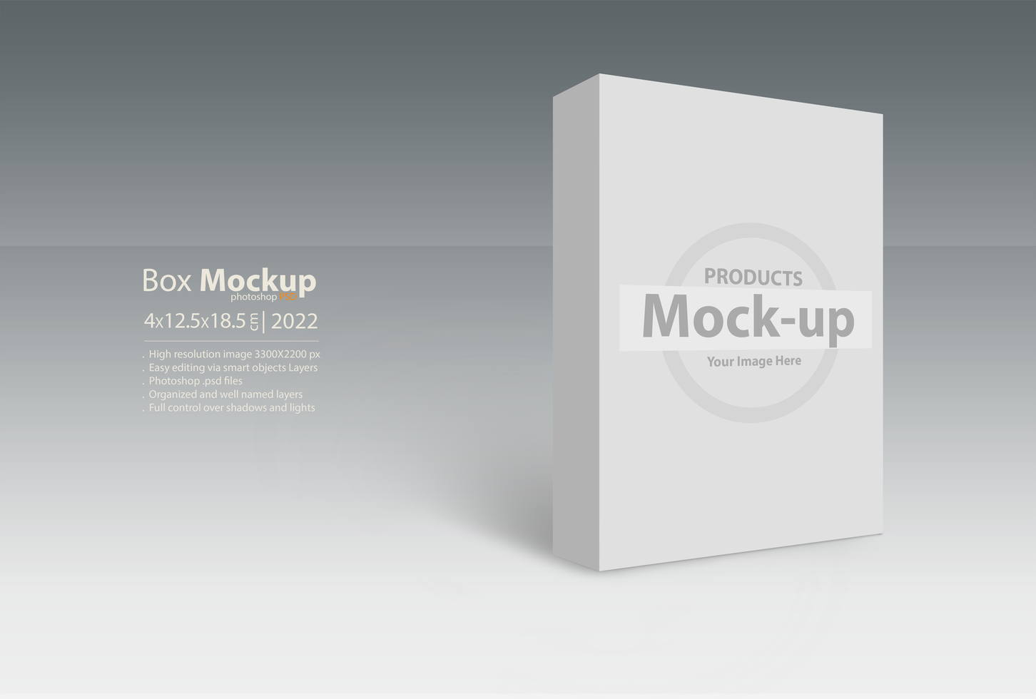 White box on gray background psd