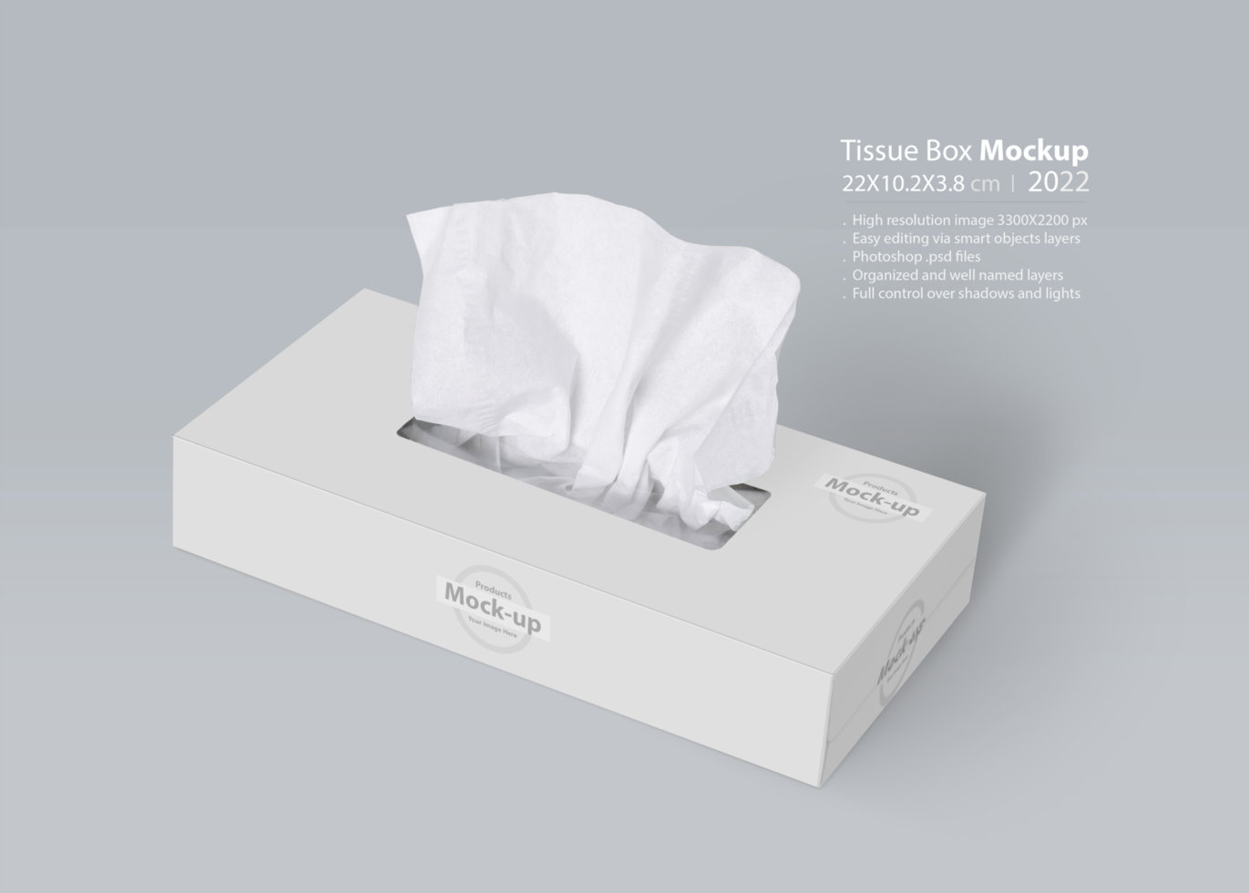 tissue box on light gray background psd