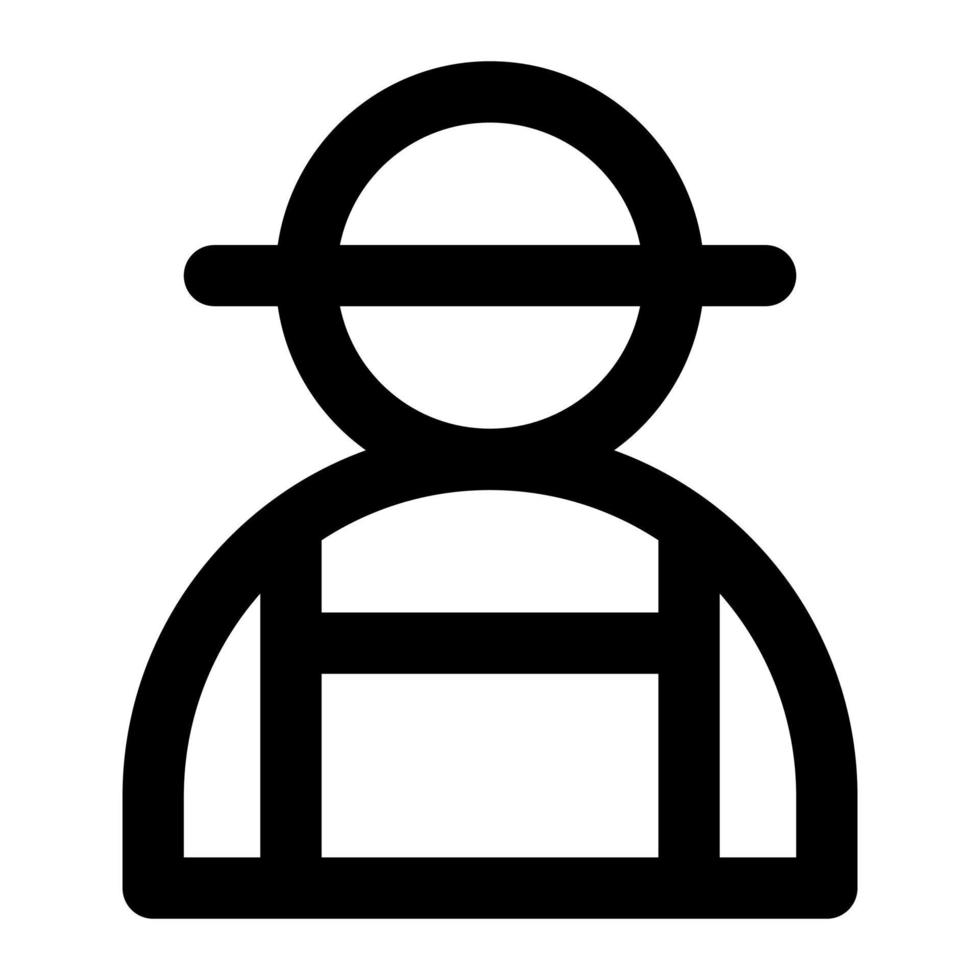 Isolated gardener in outline icon on white background. Farmer, avatar, user vector