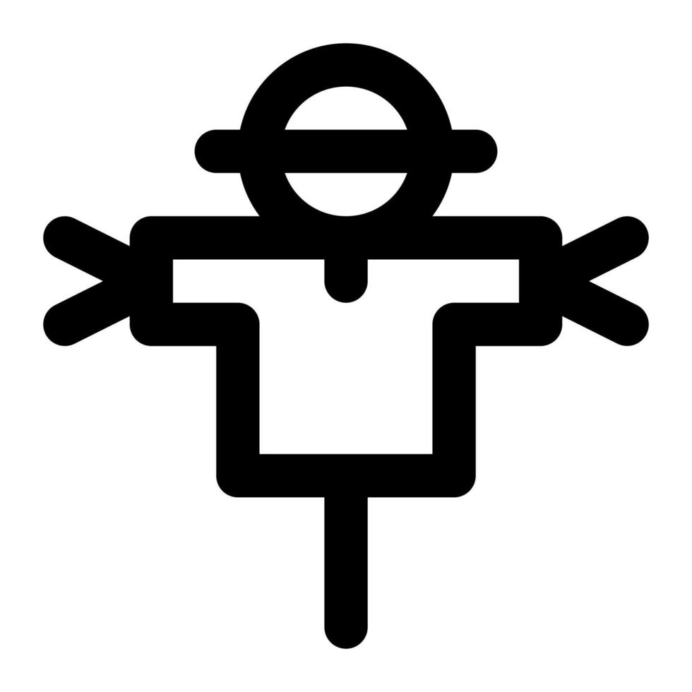 Isolated scarecrow in outline icon on white background. Farming, hay, straw, spring vector