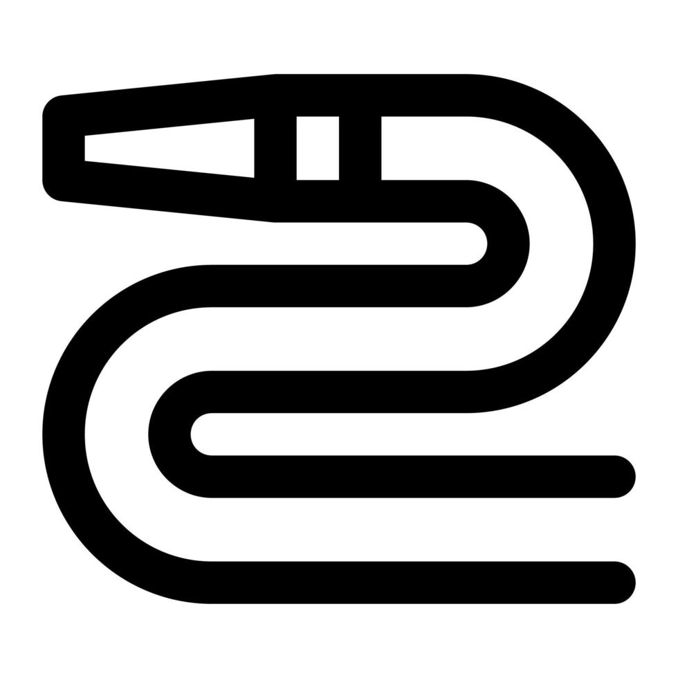 Isolated hose in outline icon on white background. Rubber tube, gardening, farming, summer, spring vector