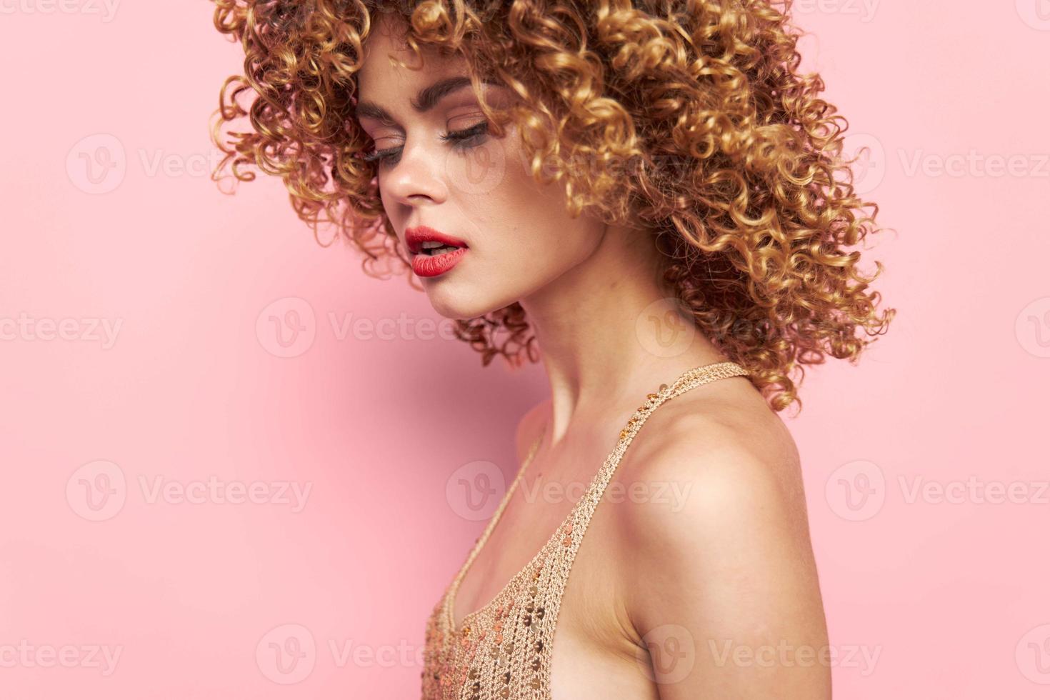 Model Evening makeup dress romance curly hair photo